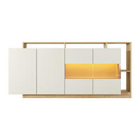 SIDEBOARD - 200 cm x 43.6 cm - holz - beige, naturfarben hell Idesia - Beige/Naturfarben, Glas/Holz (200/92.8/43cm) - Vente-Unique