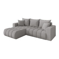 ROHOVÁ SEDAČKA s funkcí spaní, otoman vlevo MILA-L-v1 277x195x86 světle šedá bouclé - černá/stříbrná, kompozitní dřevo/textil (277/194cm) - ALTDECOR