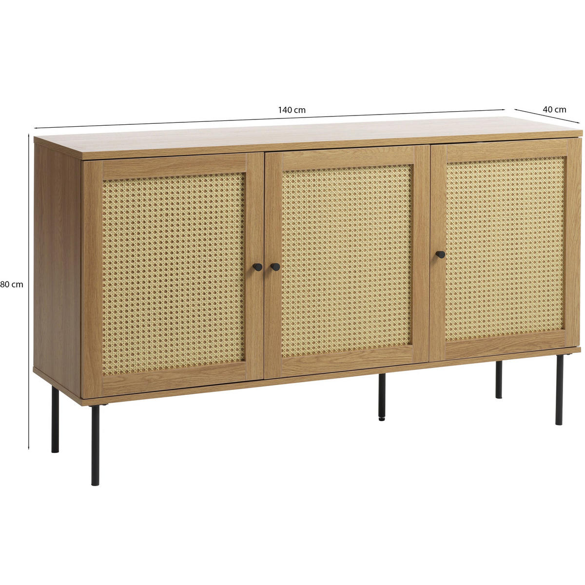 SIDEBOARD Mogest 140 cm - Beige/Schwarz, Holzwerkstoff/Kunststoff (140/80/40cm) - Selsey