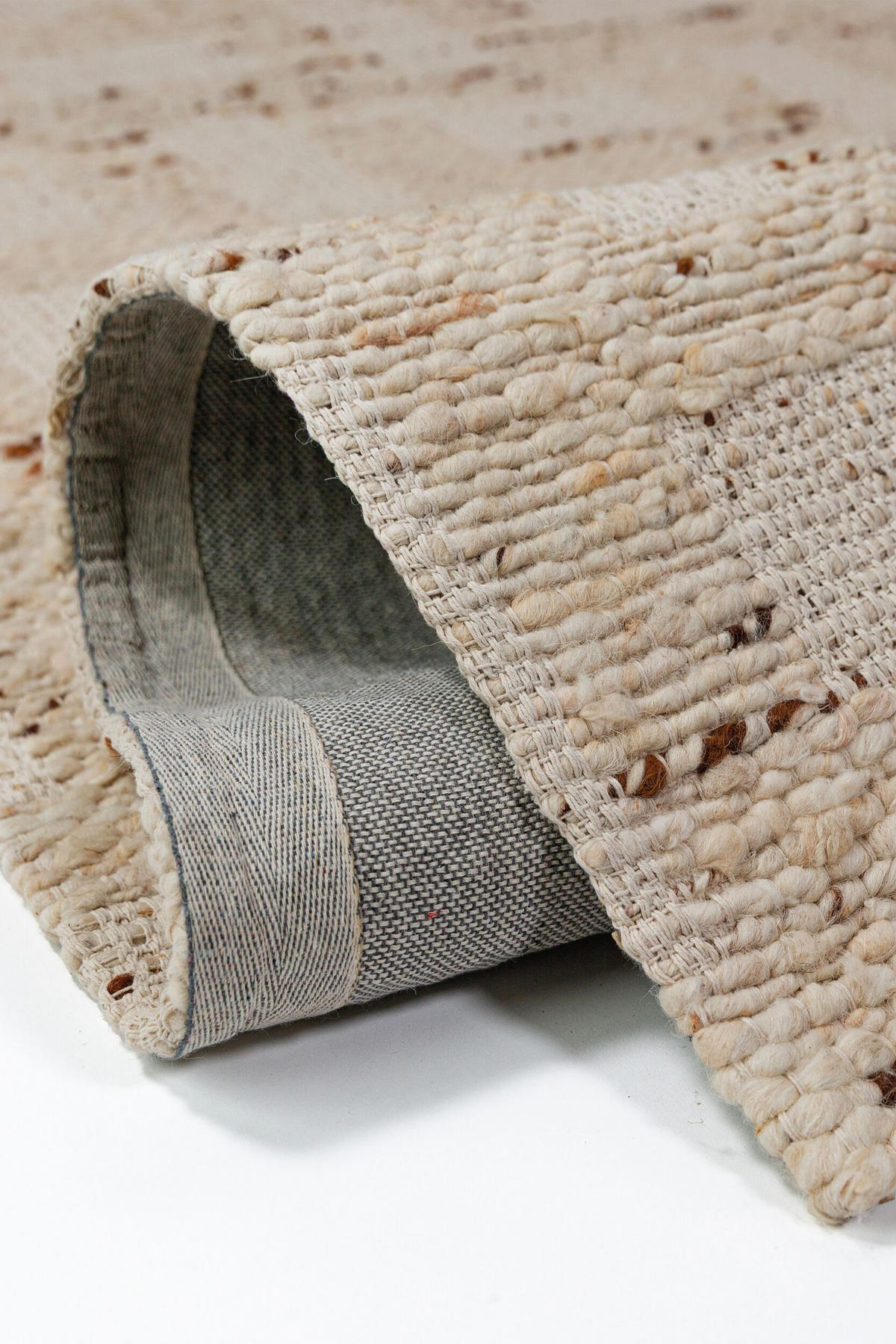 TEPPICH aus Wolle handgewebt ELIN in Natur, geometrisch, 140 x 200 cm - Beige, Textil (140/200cm) - KADIMA DESIGN