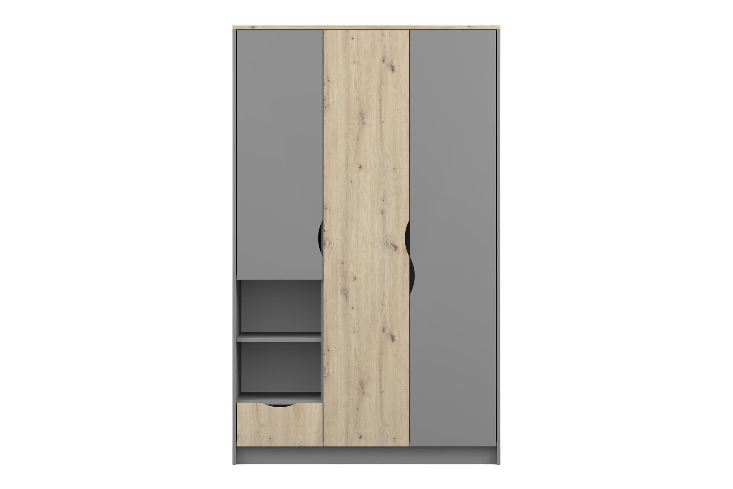 KINDERKLEIDERSCHRANK JUMI 120/193/50 cm in Grau/Eiche Artisan - Eiche Artisan/Grau, Holzwerkstoff (120/193/50cm) - Deine Möbel 24
