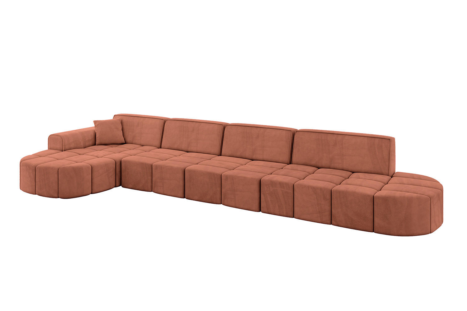 ECKSOFA Ottomane Links LIVO-L3 - 413x171x79,5 cm Apricot - Koralle, Holzwerkstoff/Textil (413/79.5/171cm) - ALTDECOR