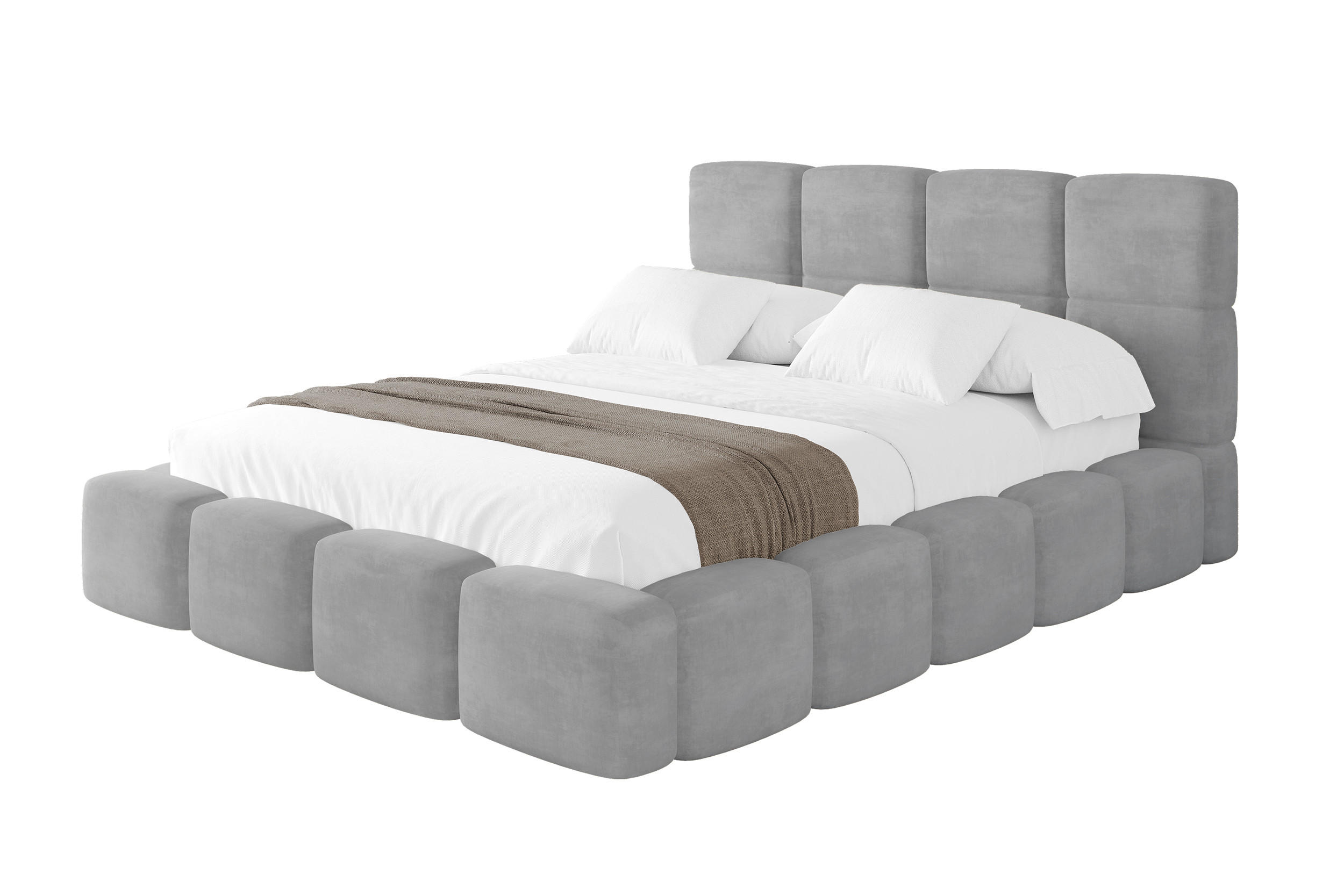 POLSTERBETT mit Bettkasten und Lattenrost, Bett mit Kopfteil, Boxbett ohne Matratze, Doppelbett mit Stauraum - NATA 200x200 Grau - Anthrazit, Holzwerkstoff/Textil (200/200cm) - ALTDECOR
