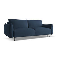 3-SITZER SOFA mit Schlaffunktion Chenille Stoff Blau - Blau/Schwarz, Textil/Metall (230/86/105cm) - Makamii