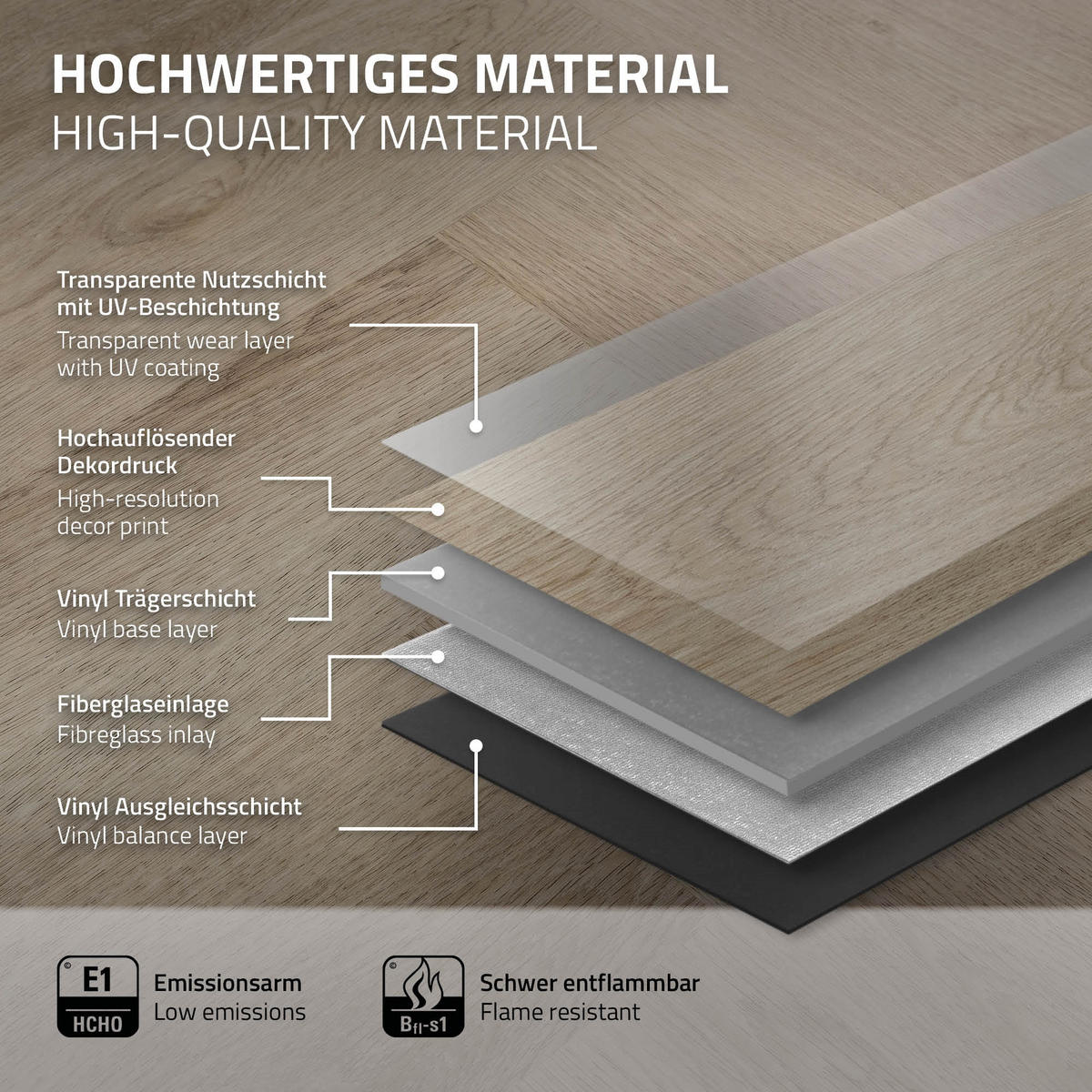 VINYLBODEN Click 3,12m²/40 Dielen Fischgrät Eiche Dunkel - Dunkelbraun, Kunststoff (12.8/61/0.42cm) - ML-DESIGN