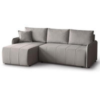 ECKSCHLAFSOFA Capri beige - Beige/Schwarz, Kunststoff/Textil (223/156cm) - Beautysofa