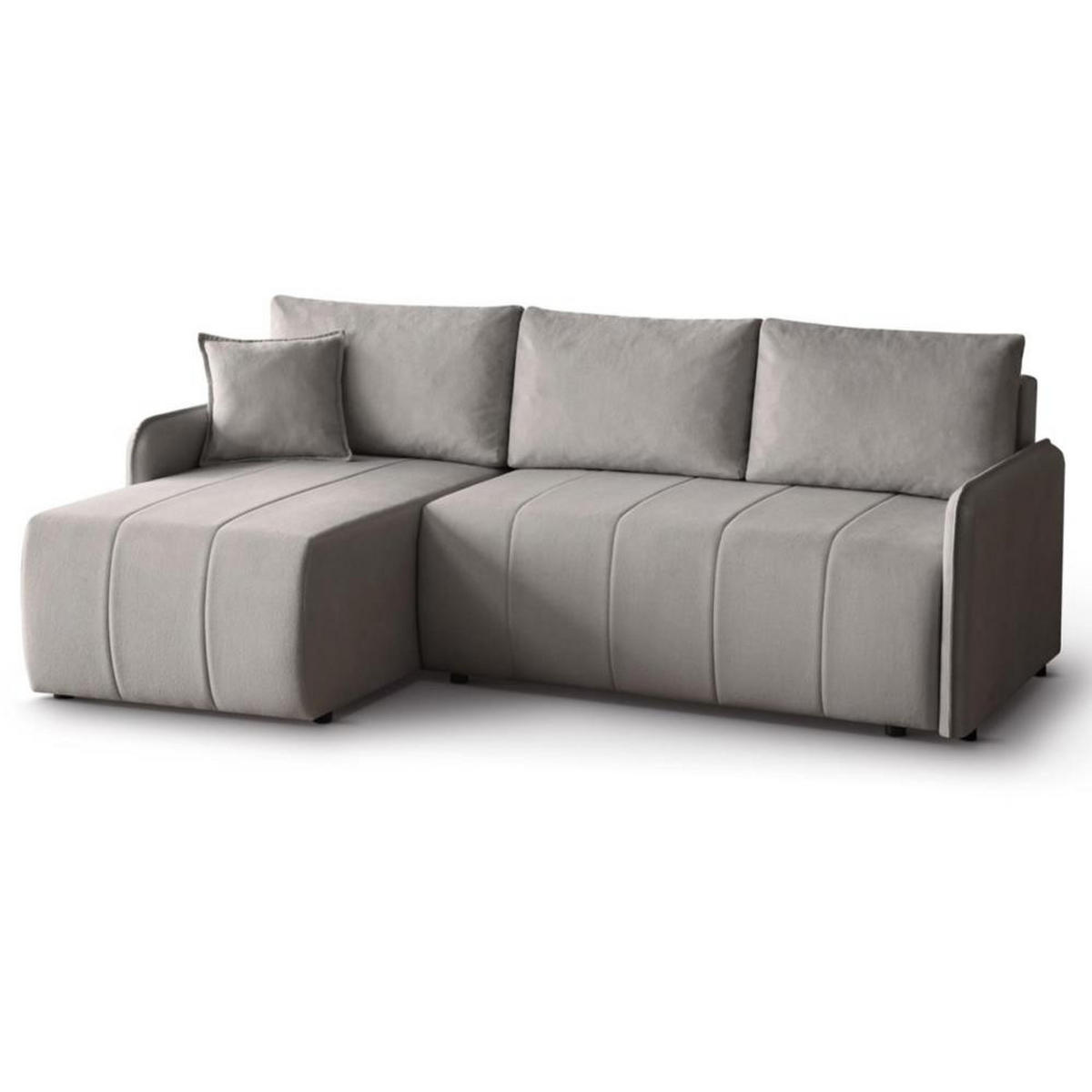 ECKSCHLAFSOFA Capri beige - Beige/Schwarz, Kunststoff/Textil (223/156cm) - Beautysofa