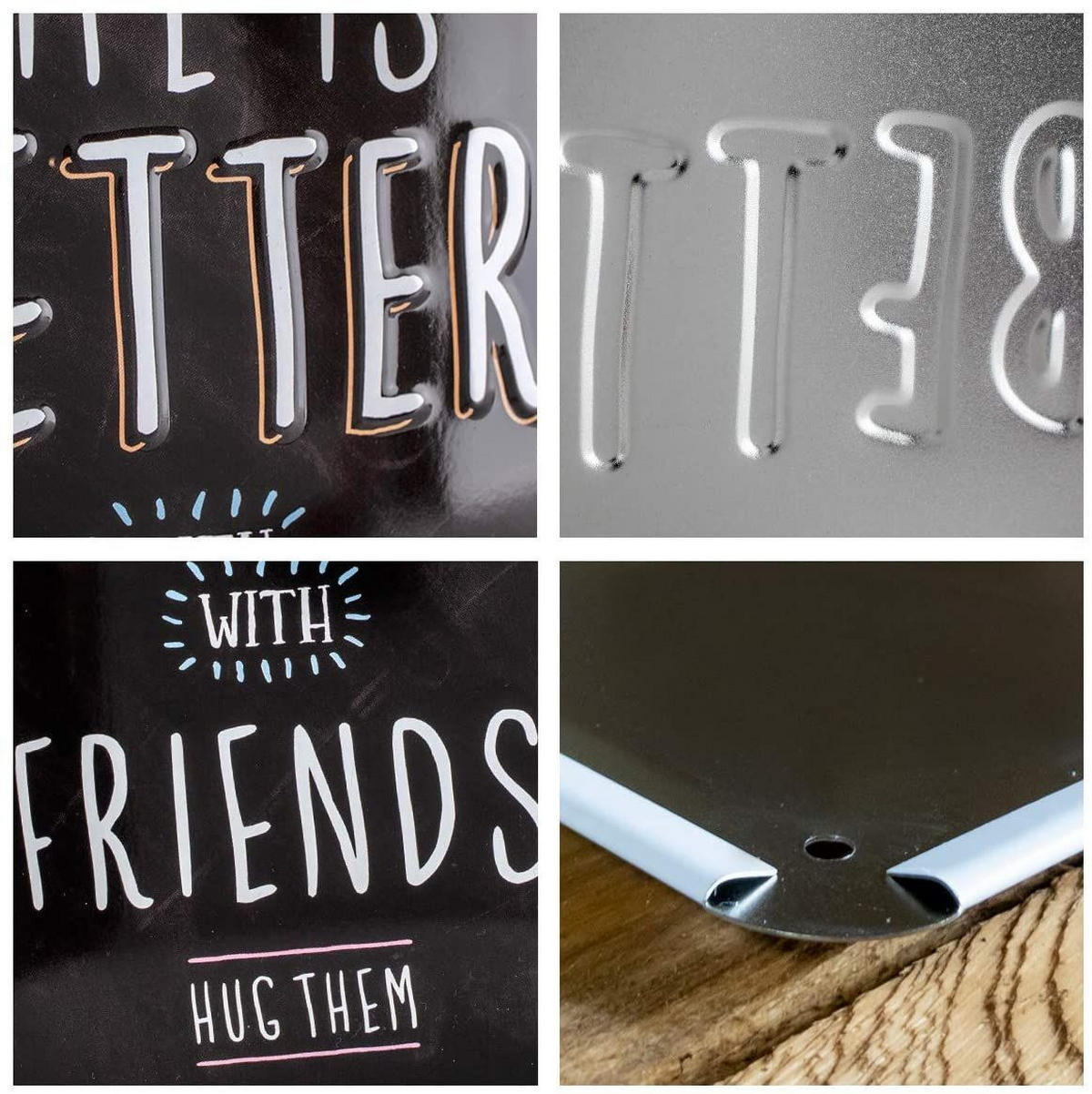 BLECHSCHILD 15/20 cm Word Up Life Is Better With Friends - Multicolor, Metall (15/20/0.5cm) - Nostalgic-Art
