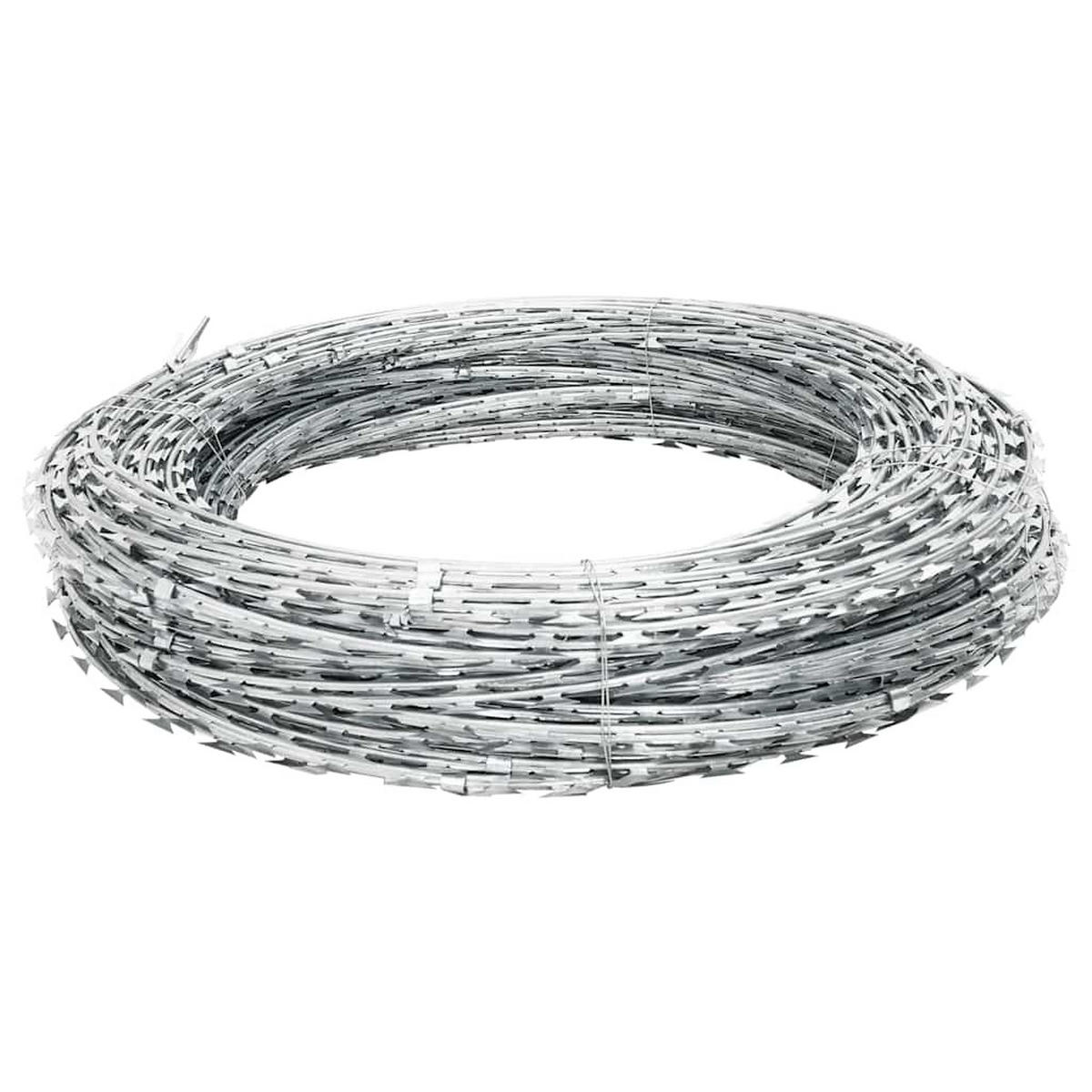 BTO-22 Ziehharmonika-Nato-Draht Mit Klemmen Verzinkter Stahl 150 M - Silberfarben, Metall (15000cm) - vidaXL