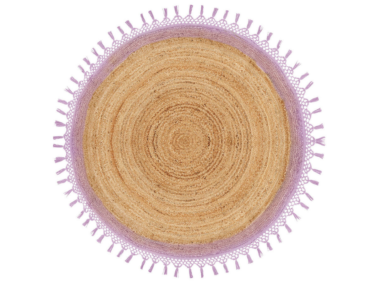 TEPPICH geflochten Marts 140/140 cm - Beige, Naturmaterialien (140/140cm) - Beliani