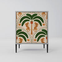 SIDEBOARD DANCING PREDATORS, Grau, 57,5x42x72,5 cm, Schwarze Metallfüße - Multicolor/Schwarz, Holzwerkstoff/Metall (57.5/72.5/42cm) - SpaceRebels