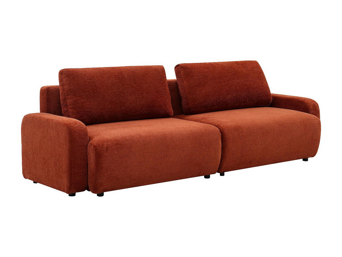 4-SITZER Schlafsofa - Chenille-Stoff - Terrakotta - YOKIRA - Braun, Textil (256/88/99cm) - Vente-Unique