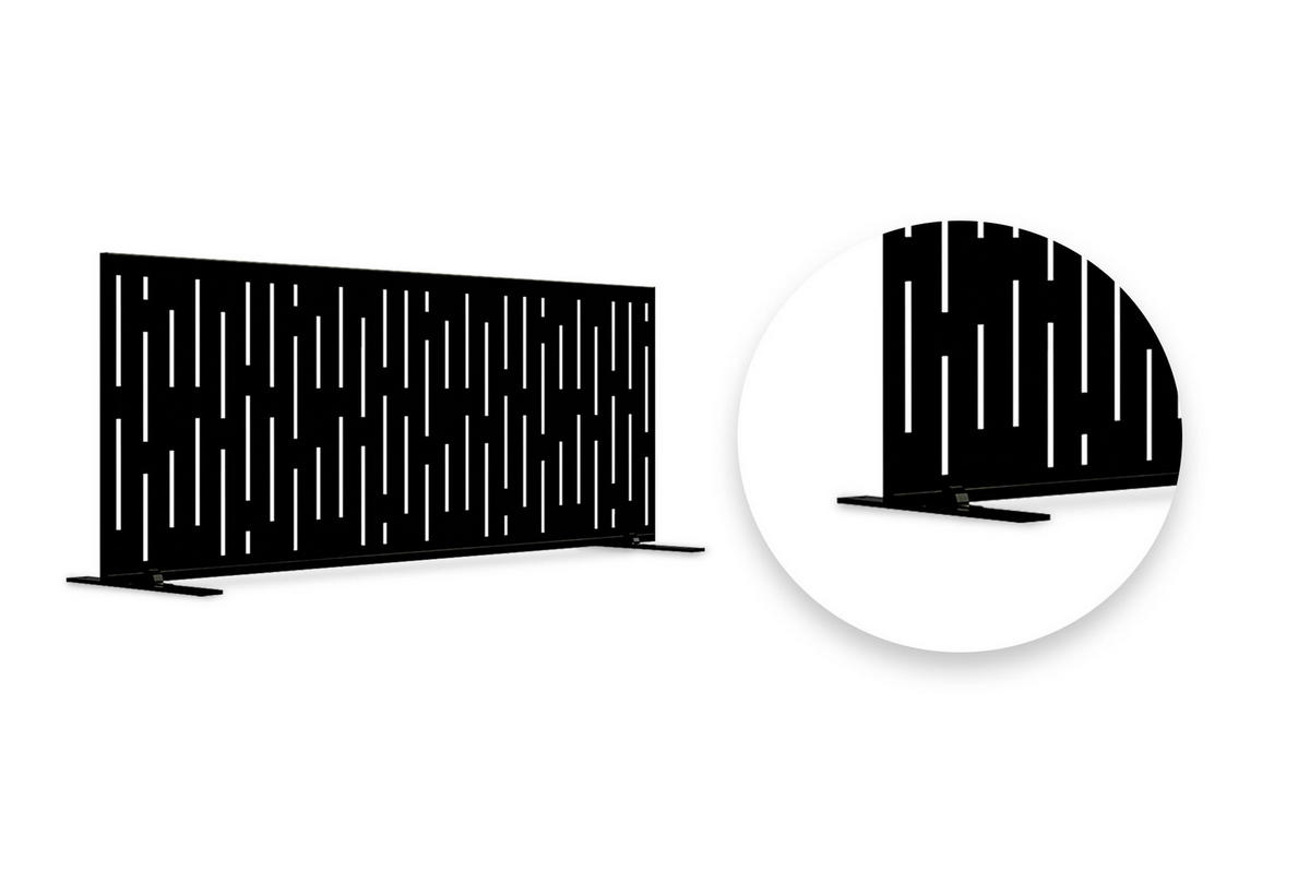SICHTSCHUTZPANEEL dekorativ Arlberg schwarz H.160cm Vollmuster - Schwarz, Metall (60/160cm) - Casanoov