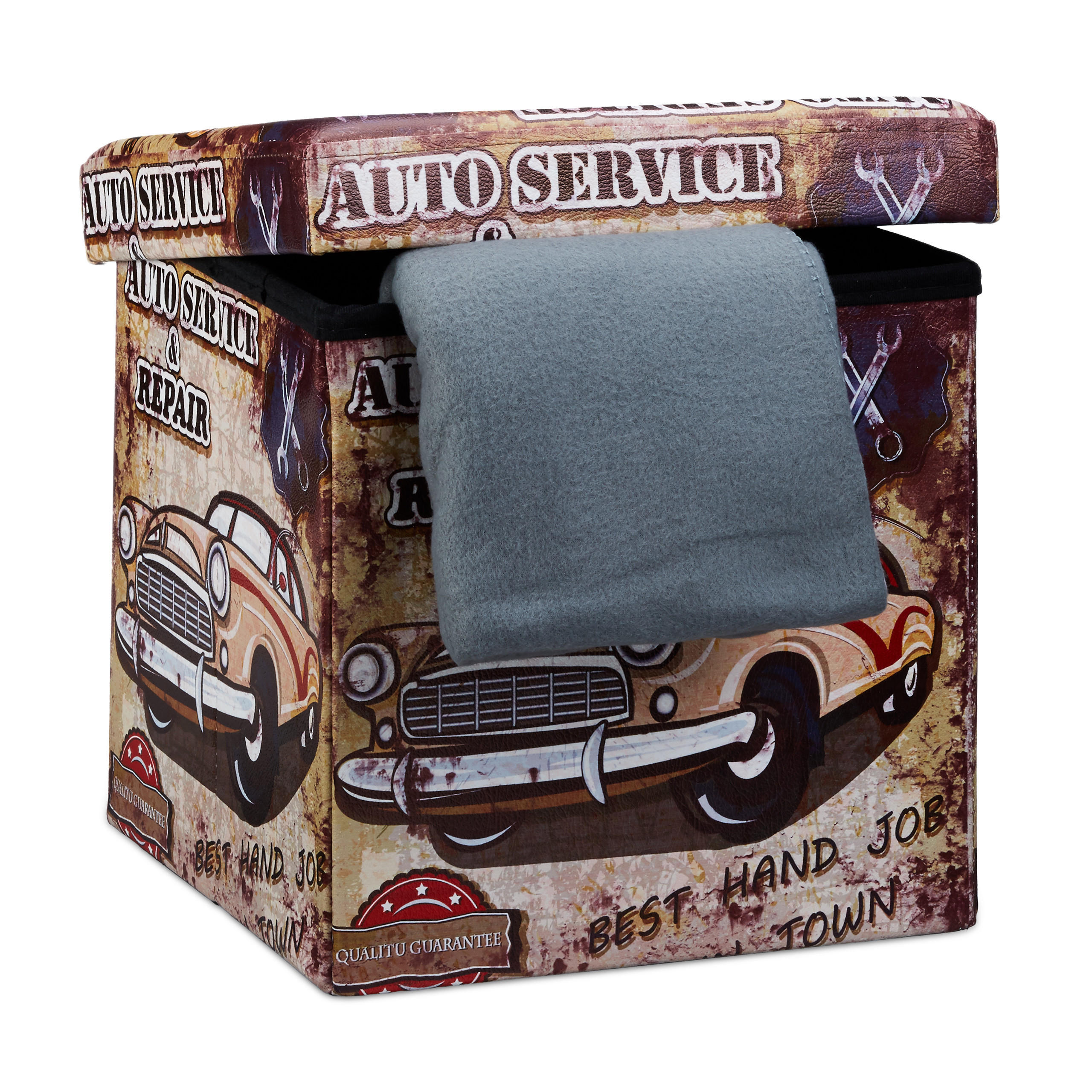 SITZHOCKER - Multicolor, Holzwerkstoff/Kunststoff (38/38/38cm) - Relaxdays