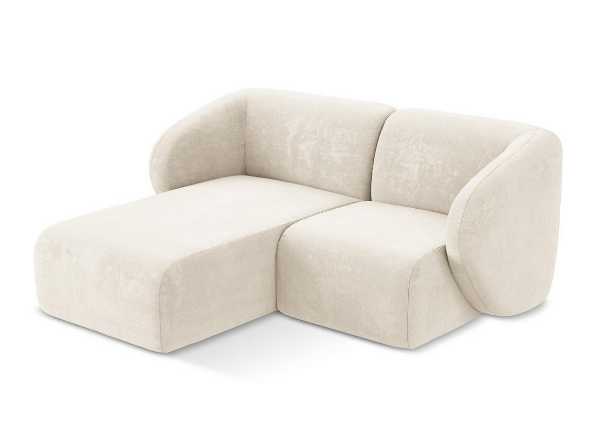 ECKSOFA Links Chenille Stoff Beige - Creme/Schwarz, Holzwerkstoff/Kunststoff (178/166cm) - Makamii