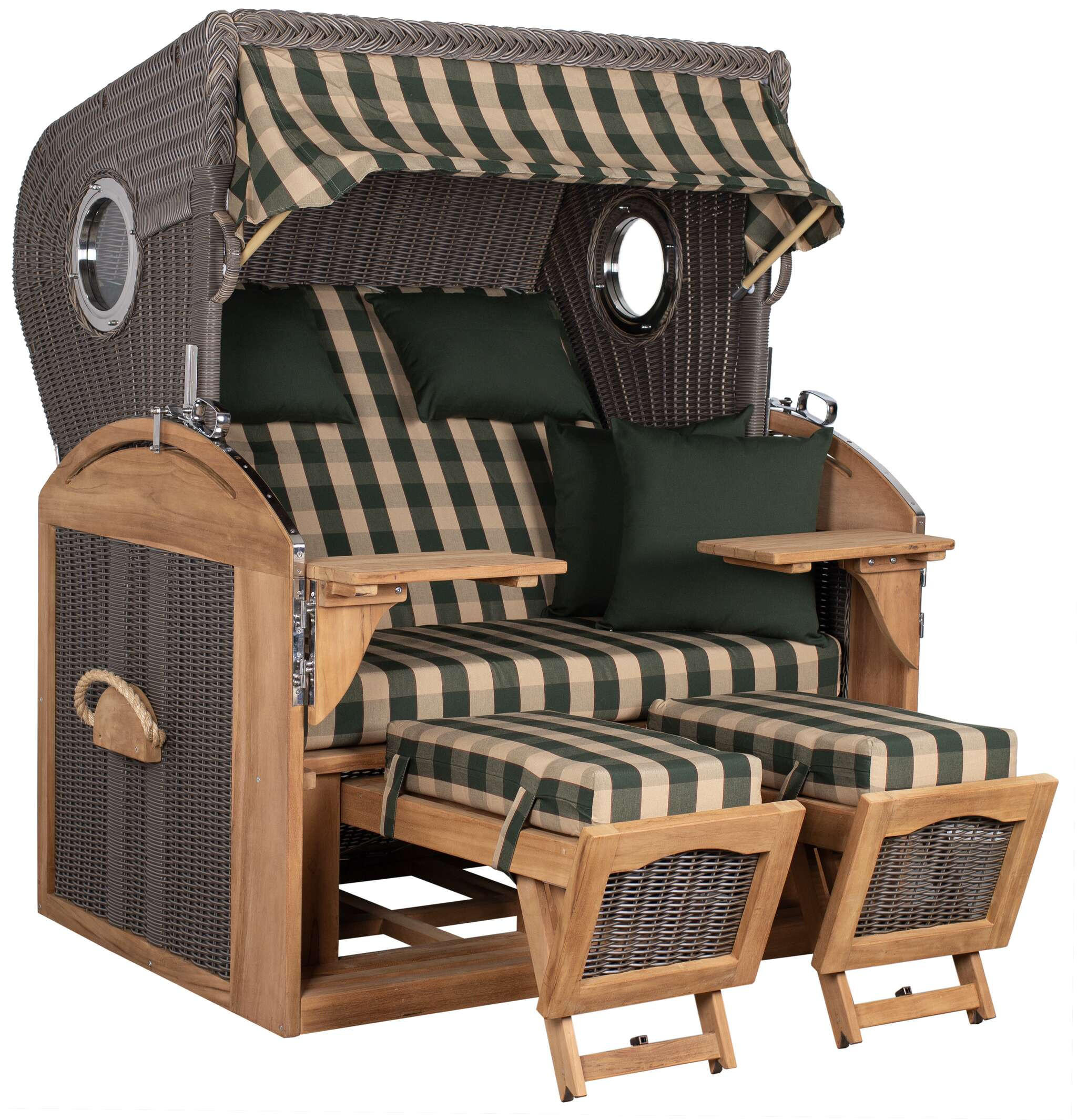 STRANDKORB XL Schillig Bullauge - Braun/Grau, Metall (142/170/95cm) - Mr. Deko