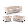 SITZGARNITUR 3+2+1 Chesterfield Whitby Beige Samt mit schwarzen Füßen - Beige/Schwarz, Holz/Textil (237/78/82cm) - S-Style Möbel
