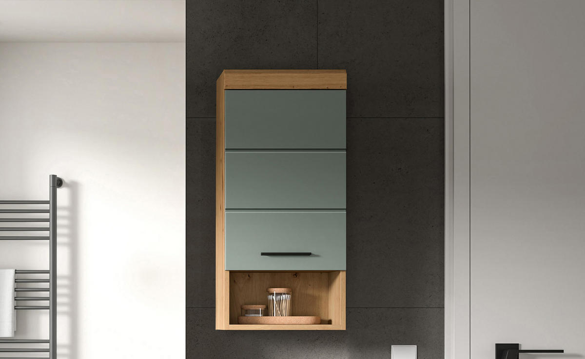 HÄNGESCHRANK Scout Bad in Artisan Eiche Nachbildung und Salbei Nachbildung B/H/T: 37x79x24 cm - Eiche Artisan, Holz (37/79/24cm)