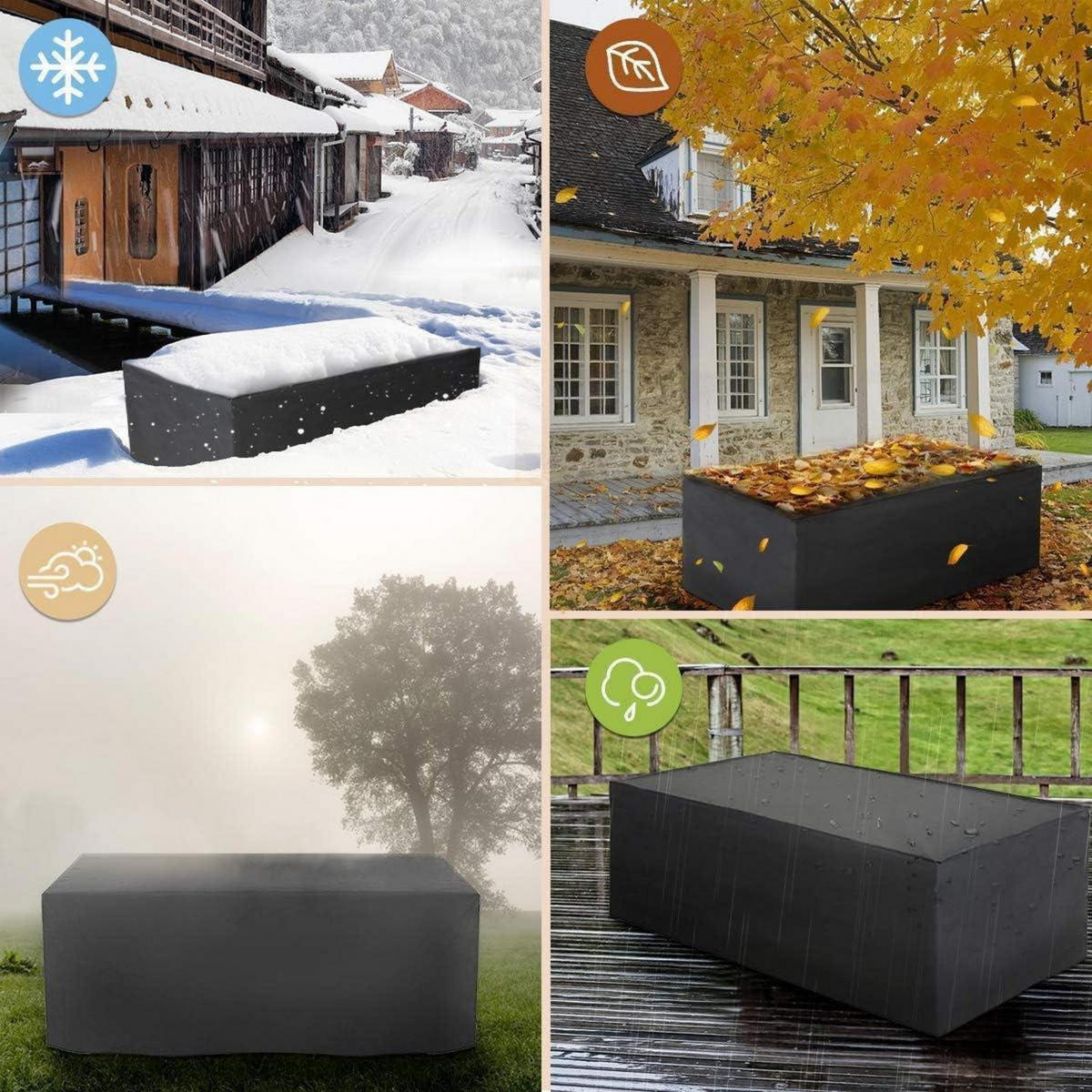 ABDECKHAUBE für Gartenmöbel 180 x 120 x 74 cm Schwarz - Schwarz, Kunststoff (132/72/213cm)