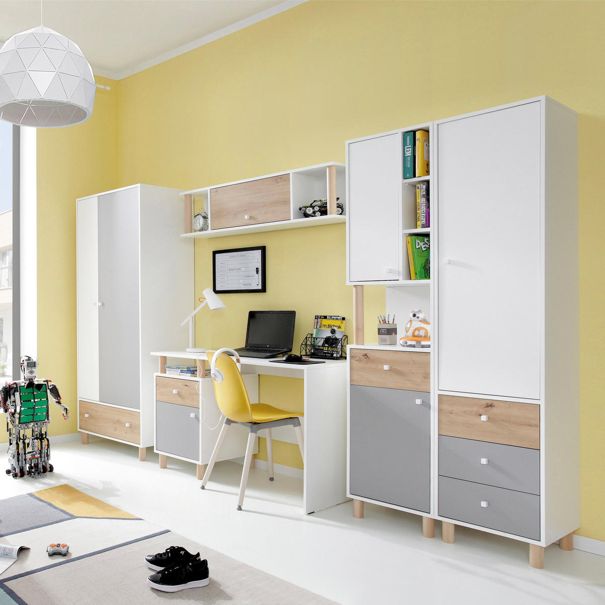 BÜCHERREGAL Figo mit 2 Türen und 1 Schublade - Weiß/Eiche Artisan, Holzwerkstoff (45/190/40cm) - Beautysofa