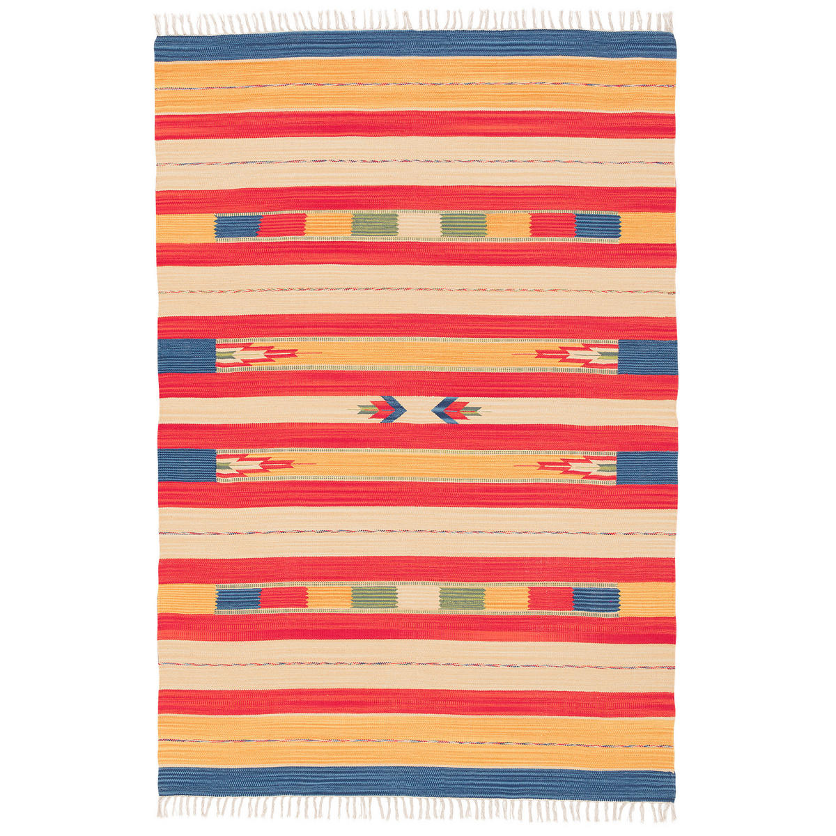 BAUMWOLLE NATUR KELIM TEPPICH LINA STRIPES - Dunkelgelb, Textil (200/290cm) - Pergamon