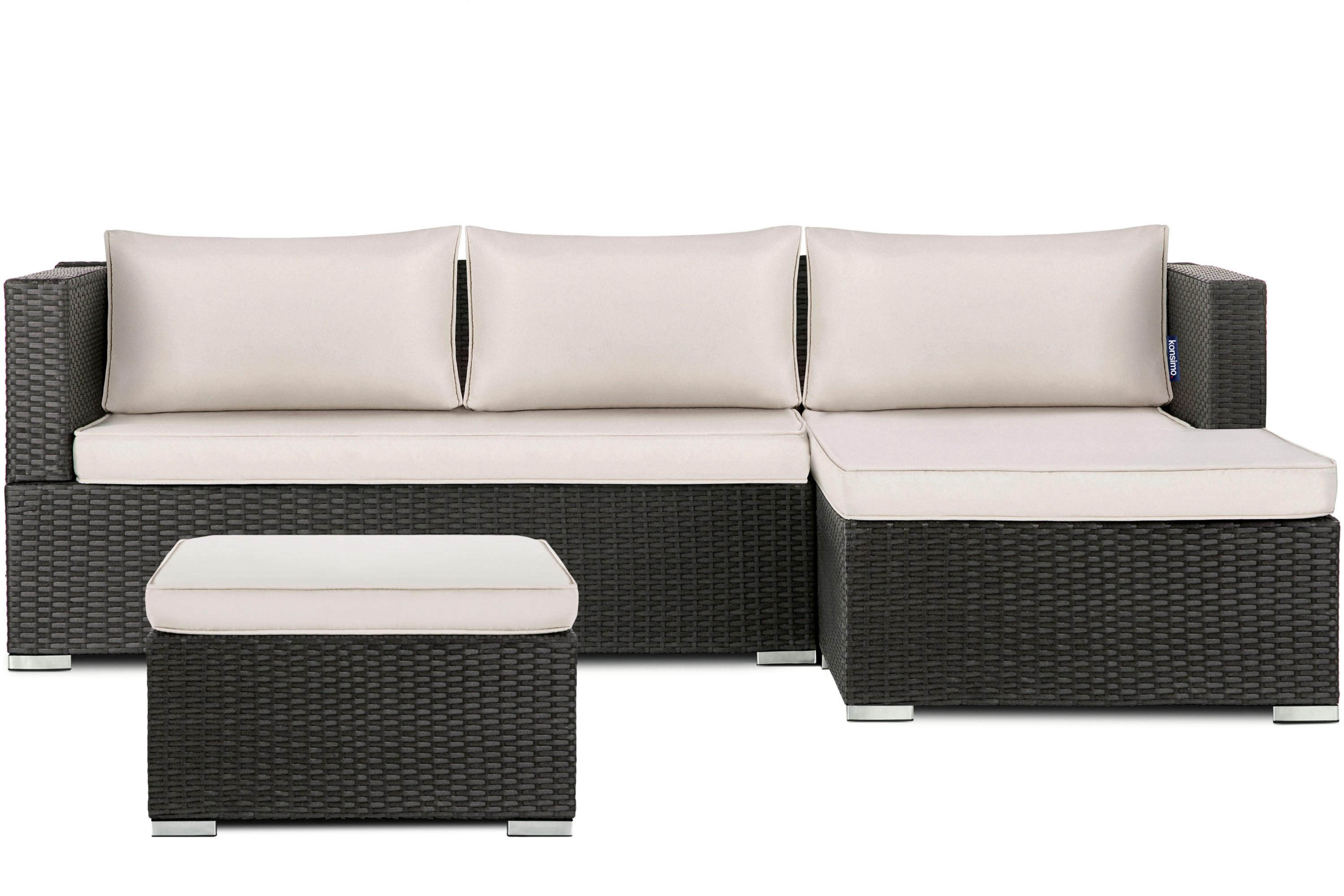 GARTENMÖBEL-SET NAPUS Eckpuff rechts/links, braun - Braun, Kunststoff (143/63/205cm) - KONSIMO®