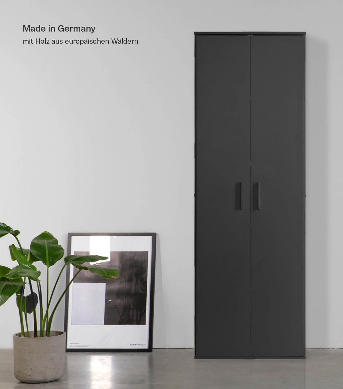 GARDEROBENSCHRANK Der Lange - Anthrazit/Schwarz, Holzwerkstoff (60/180/34cm) - Mokebo