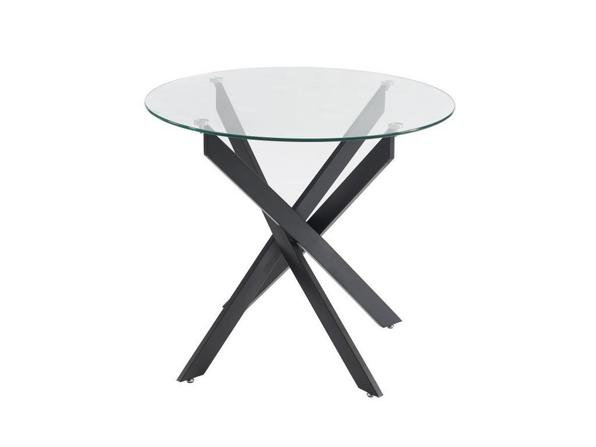 ESSTISCH rund für 2 Personen - Sicherheitsglas & schwarzes Metall - Transparent - COSIMA - Transparent, Glas (90/90/77cm) - Vente-Unique