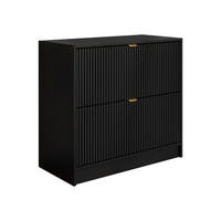 SCHUHSCHRANK Tireno 2K - Goldfarben/Schwarz, Holzwerkstoff/Kunststoff (80/75/40cm) - MIRJAN24