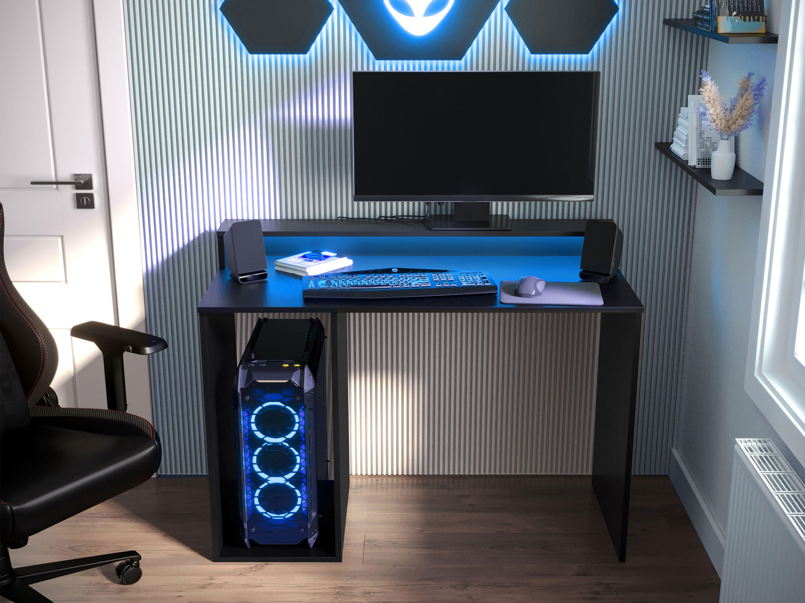 SCHREIBTISCH Gamer II - Schwarz, Holzwerkstoff (48/106/90cm) - MIRJAN24