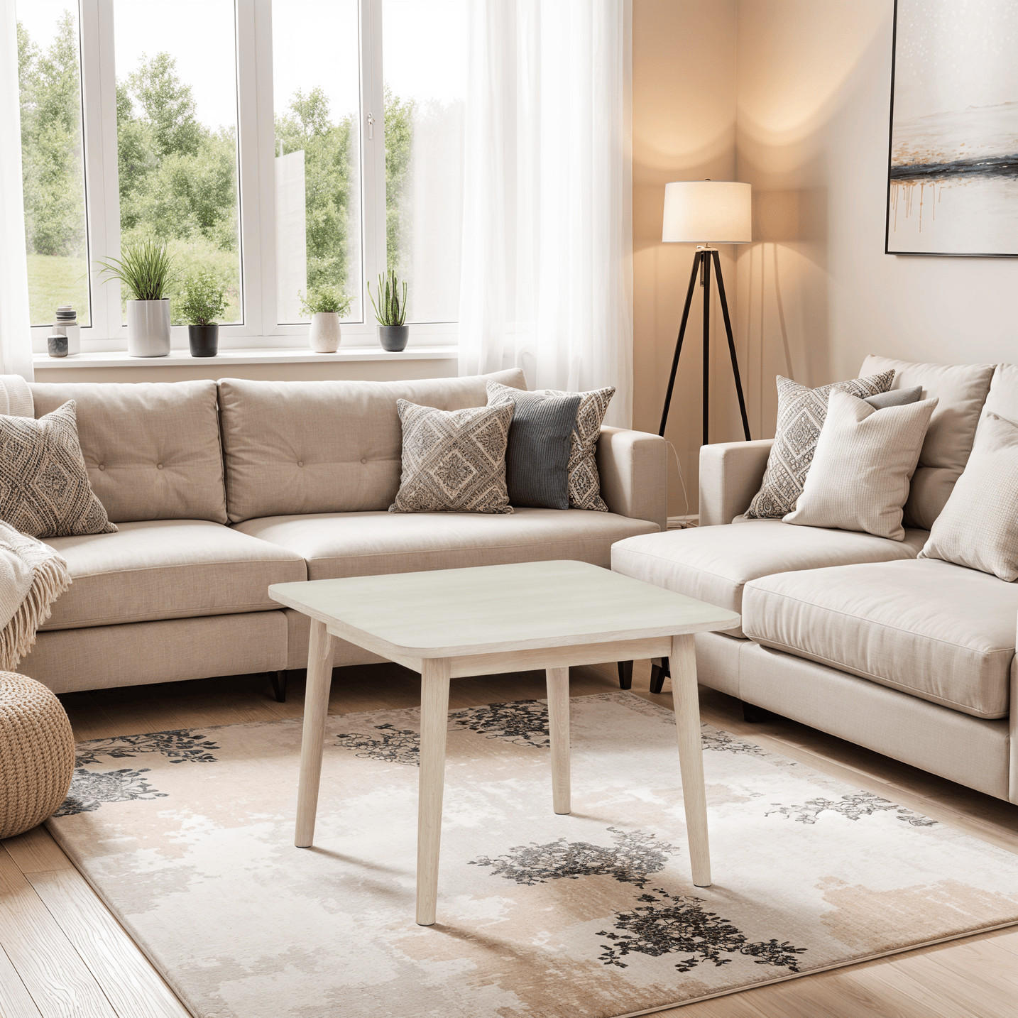 COUCHTISCH quadratisch Eiche massiv 70/70/52 cm - Beige, Holz (70/70/52cm) - Furnhouse