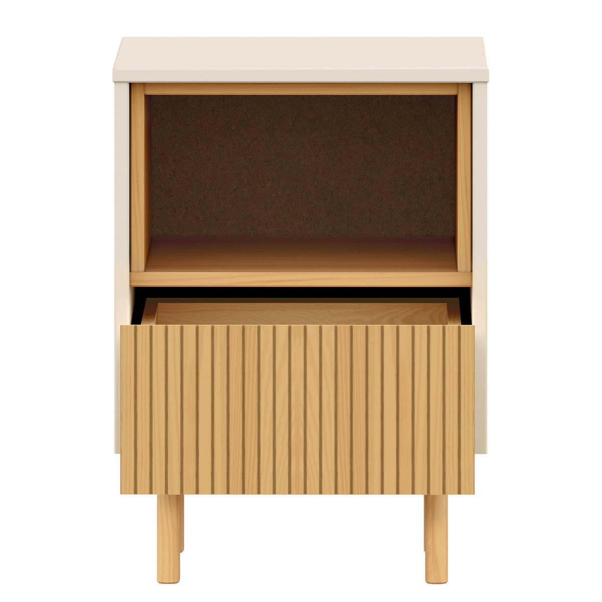 MASSIVE NACHTKOMMODE - Pinie / Kaschmir - Braun, Holz (41/52/35cm) - home24