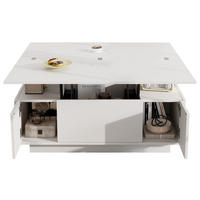 COUCHTISCH Doppel-Hebemechanismus Weiß Versteckter Stauraum 50kg Belastbar - Weiß, Holz (109/61/9.5cm) - FLIEKS