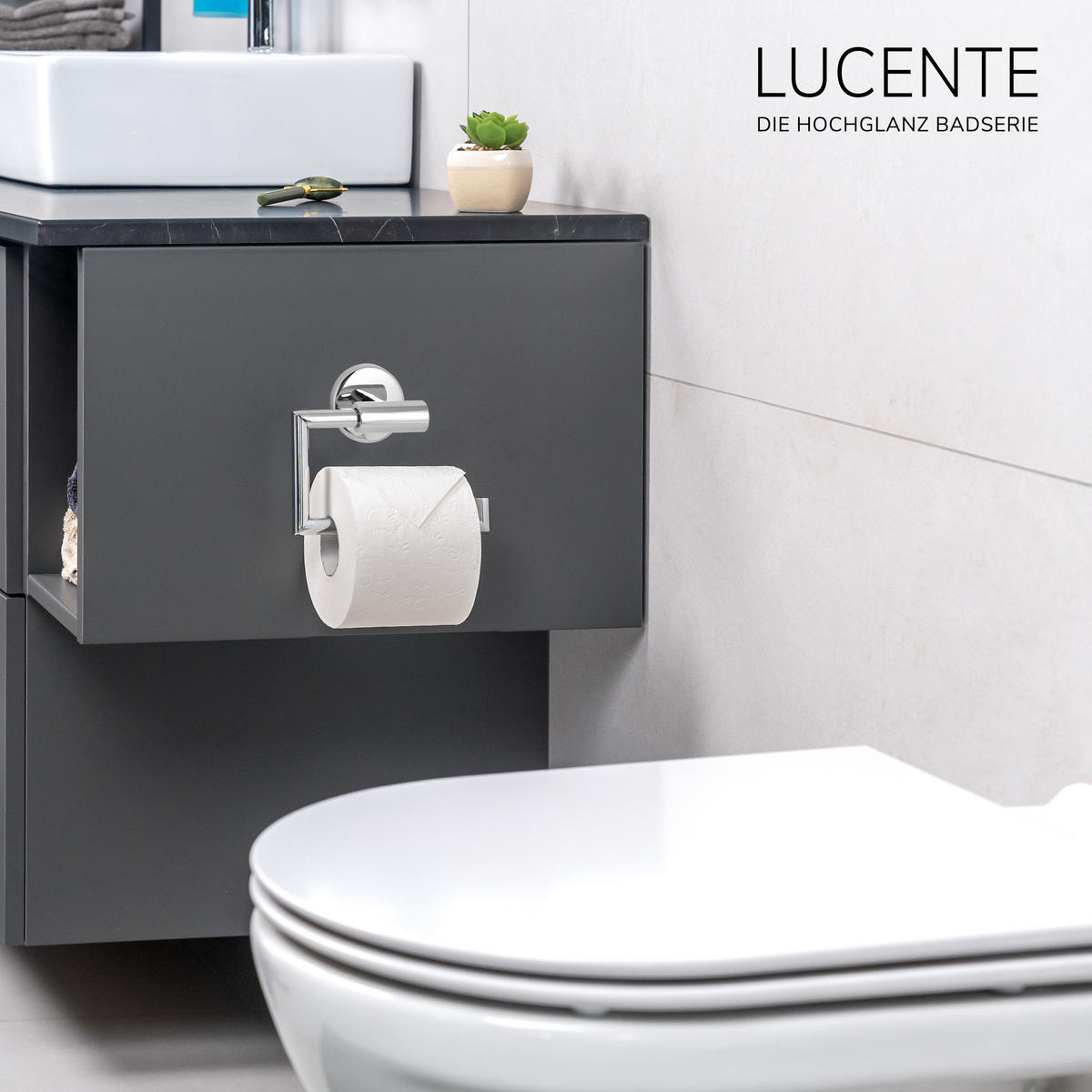 TOILETTENPAPIERHALTER LUCENTE, Edelstahl verchromt - Chromfarben, Metall (15.5/11/6cm) - bremermann