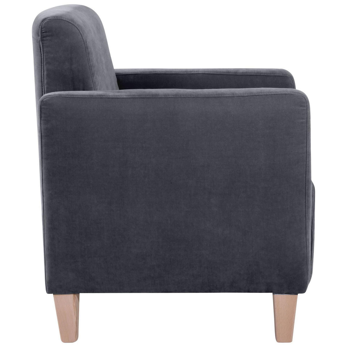 SESSEL Karol Bezug Veloursstoff Buche natur / anthrazit - Anthrazit, Kunststoff (71/81/70cm) - 58aufmkessel