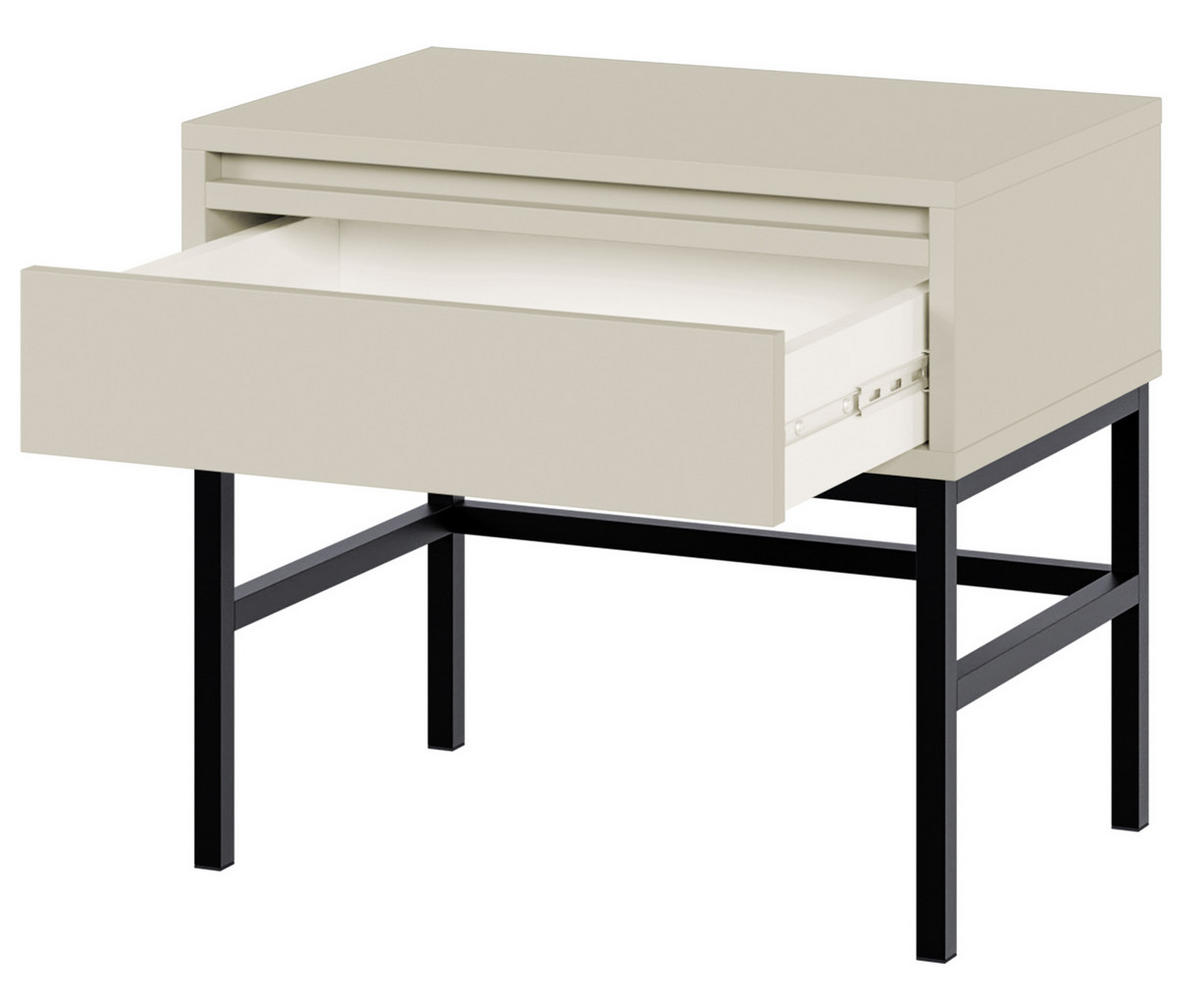 NACHTSCHRANK Evo Graubeige mit Metallgestell 50 cm - Greige/Schwarz, Holzwerkstoff/Metall (50/44/34cm) - Selsey