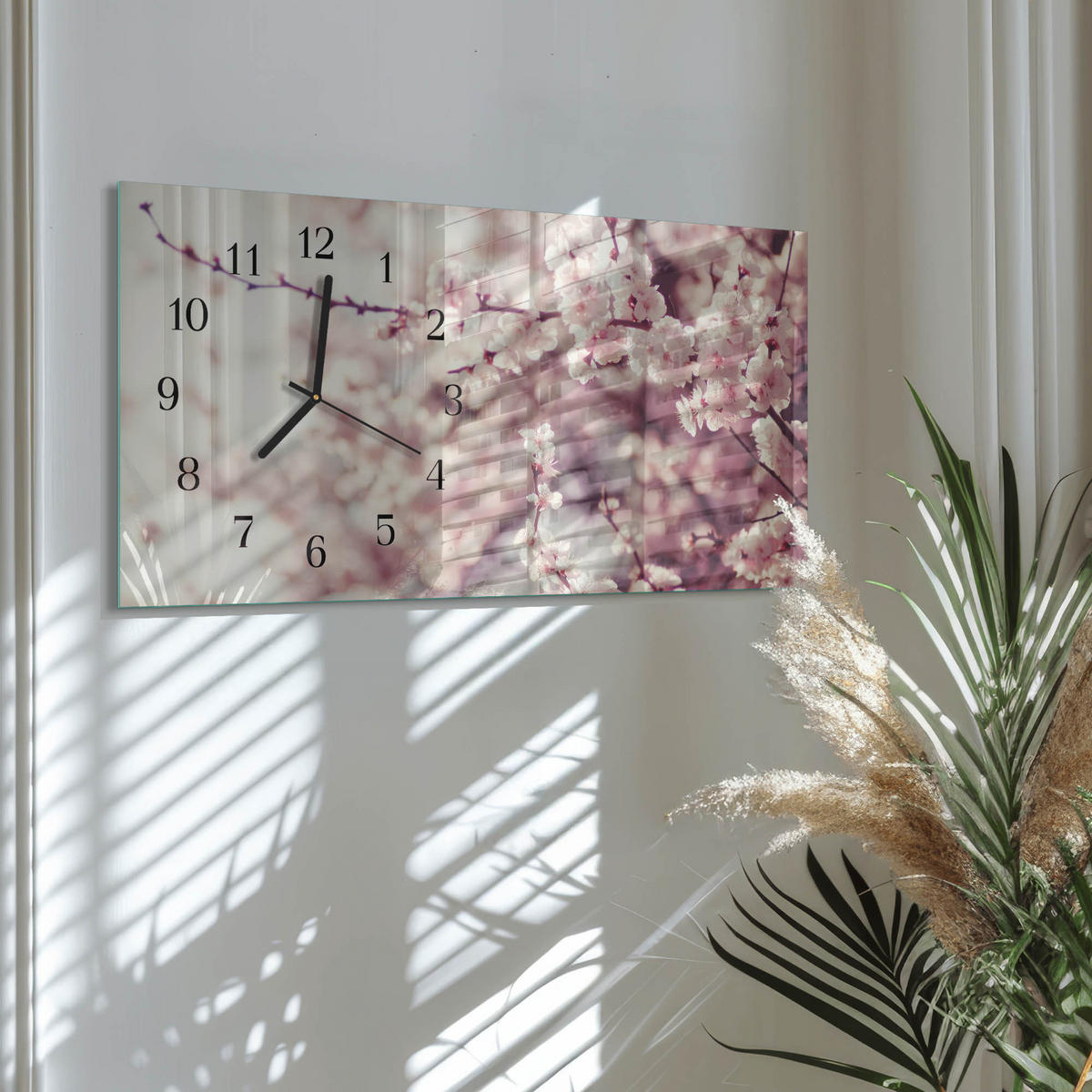 WANDUHR 60x30 cm - Sterne - Pink, Glas (60/30/0.4cm) - TULUP