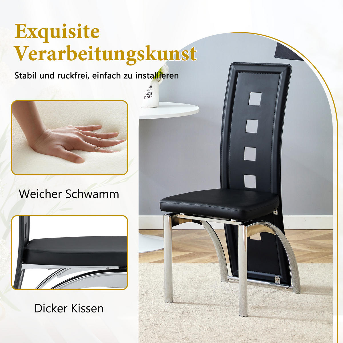 STUHL mit LED modernes Design Mehrfarbig 49x43x102.5 cm Leder 2er-Set - Multicolor, Leder (49/102.5/43cm) - SONNENH