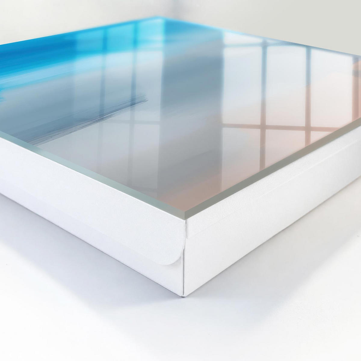 SCHLÜSSELBOX Weiß 30x30 cm – Türöffnung nach rechts - Relaxierender Gradient - Blau, Metall (30/30/5cm) - TULUP