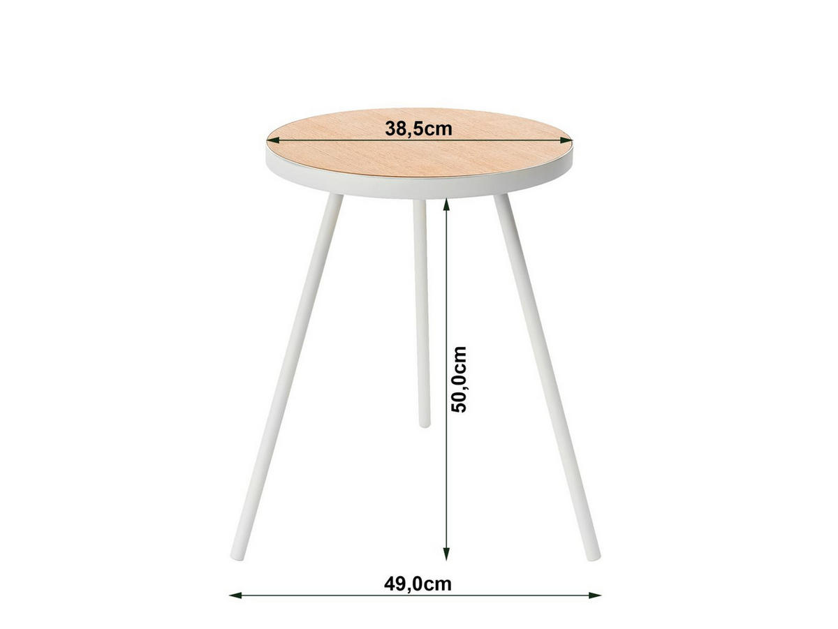 BEISTELLTISCH Tower weiß 49/50/49 cm rund - Weiß, Metall (49/49/50cm) - Yamazaki