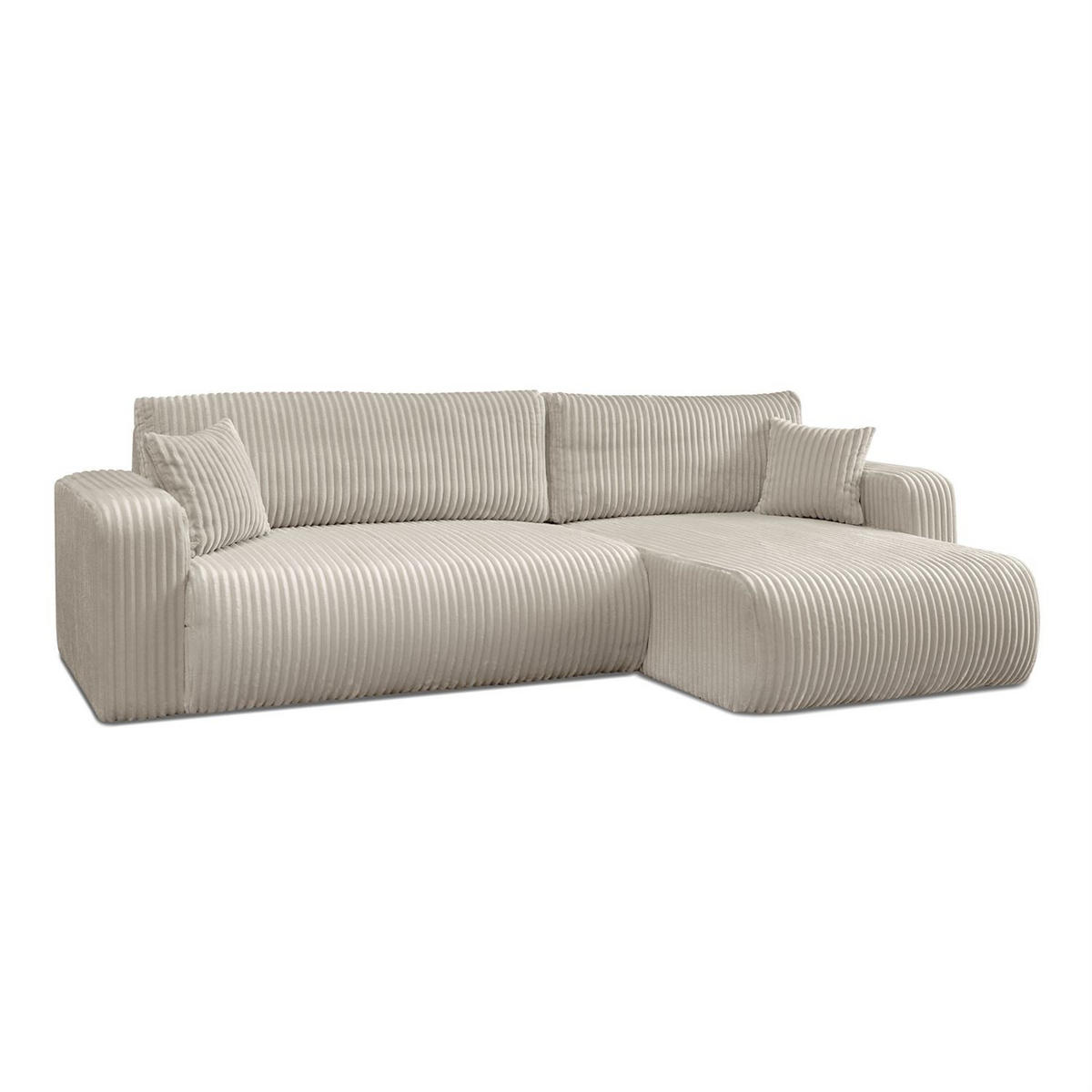Ecksofa PRESTIGE SOFT mit Schlaffunktion und Bettkasten, Tilia 01 - Creme, Textil (277/143cm) - Lookway