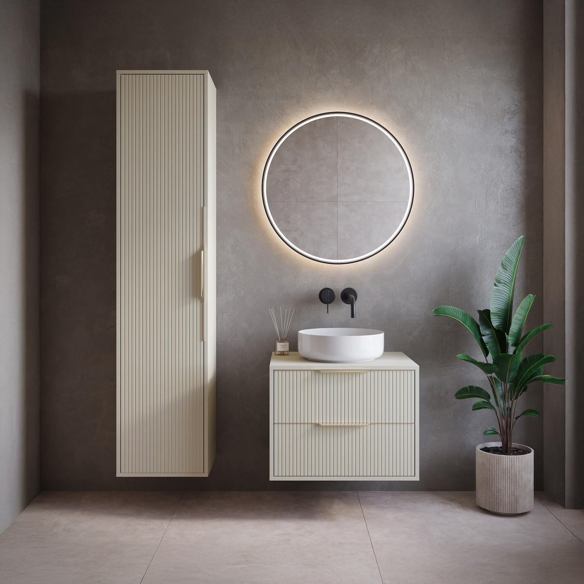 WASCHBECKENUNTERSCHRANK Rimini 2 Schubladen Cashmere - 60 x 46 x 46 cm - Kaschmir, Holz (60/46/46cm) - Badplaats