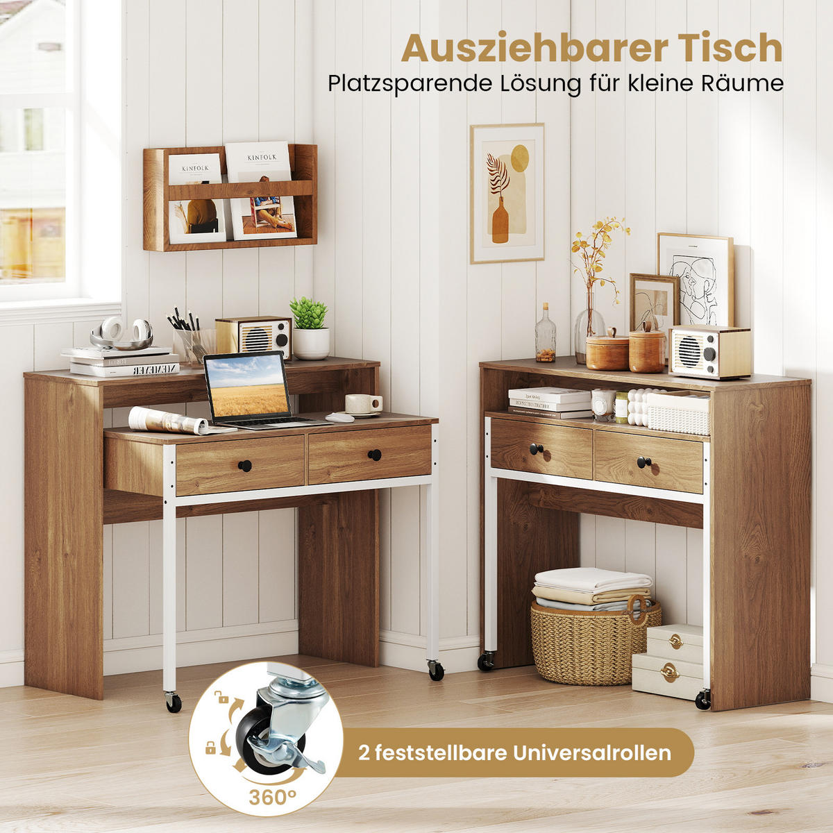 COMPUTERTISCH Natur - Naturfarben, Holzwerkstoff (63/100/88cm) - COSTWAY
