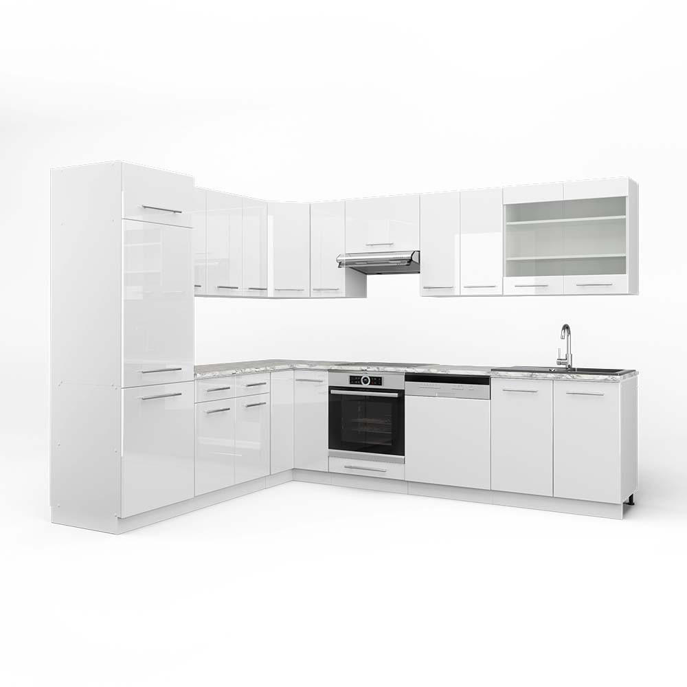 ECKKÜCHE Fame-Line Weiß Hochglanz/Weiß 227 x 287 cm, AP Marmor - Weiß Hochglanz/Weiß, Holzwerkstoff (287/81.6/60cm) - Vicco
