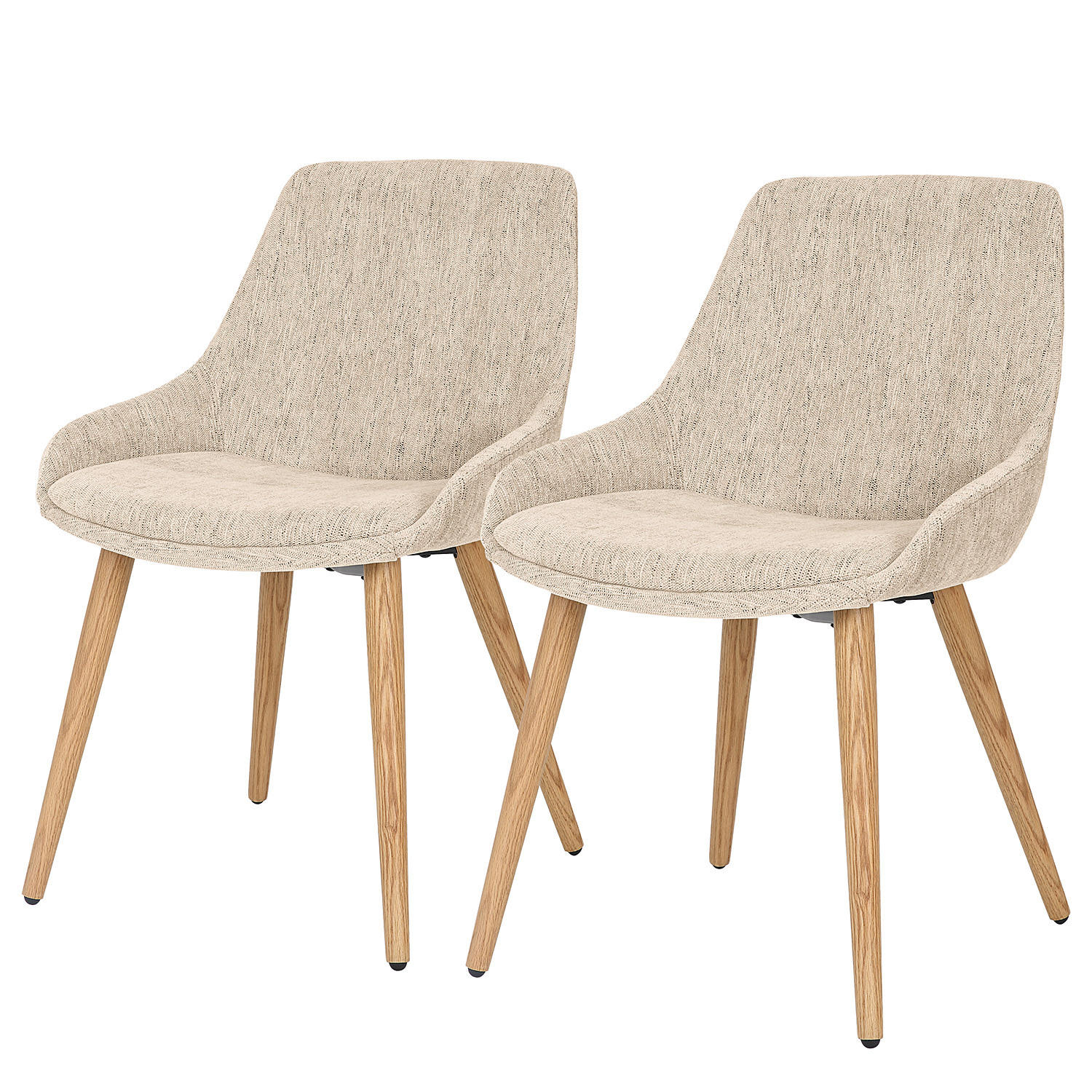 POLSTERSTUHL - Webstoff / Eiche massiv, 2er-Set - Beige, Textil (52/81/57cm) - home24
