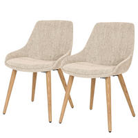POLSTERSTUHL - Webstoff / Eiche massiv, 2er-Set - Beige, Textil (52/81/57cm) - home24