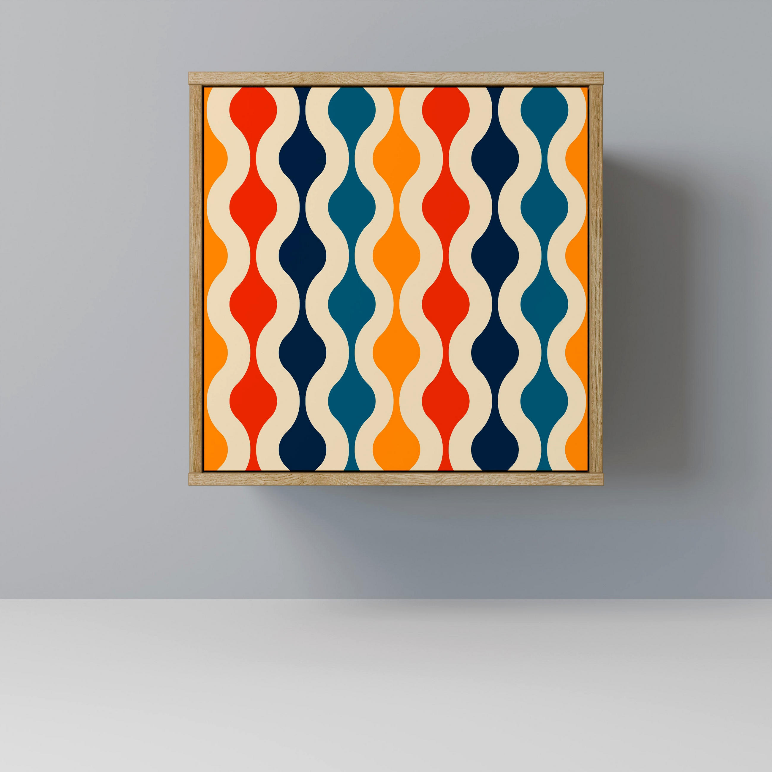 SIDEBOARD COLORFUL NOSTALGIA, Eichefarben, 57,5x42x57,5 cm, Ohne Füße - Eichefarben/Multicolor, Holzwerkstoff (57.5/57.5/42cm) - SpaceRebels