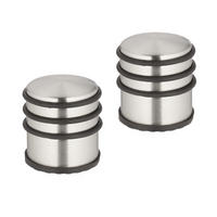 TÜRSTOPPER Silber Schwarz Edelstahl 2er-Set - Silberfarben, Kunststoff/Metall (7/7cm) - Relaxdays