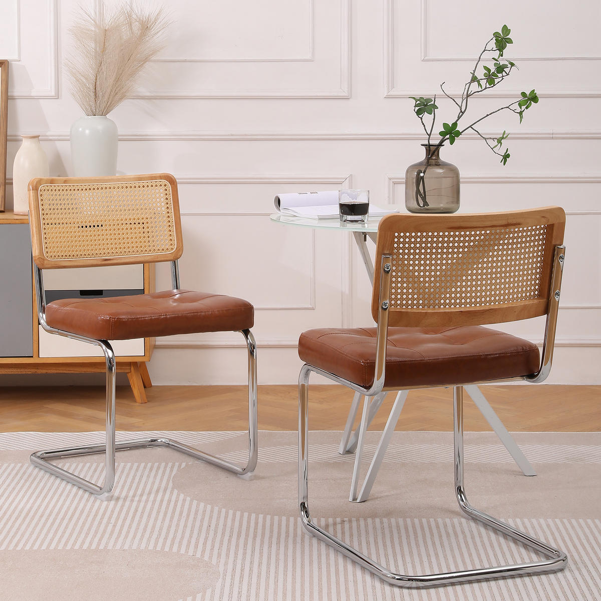 ESSZIMMERSTUHL 2er-Set mit Rattanlehne, Braun - Braun, Kunststoff (50/85/61cm)
