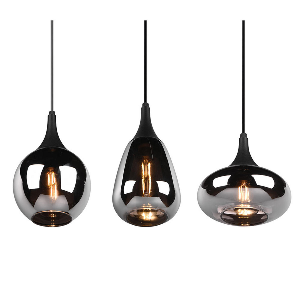 HÄNGELEUCHTE Metall Chrom Silber - Silberfarben, Glas (68/34/150cm)